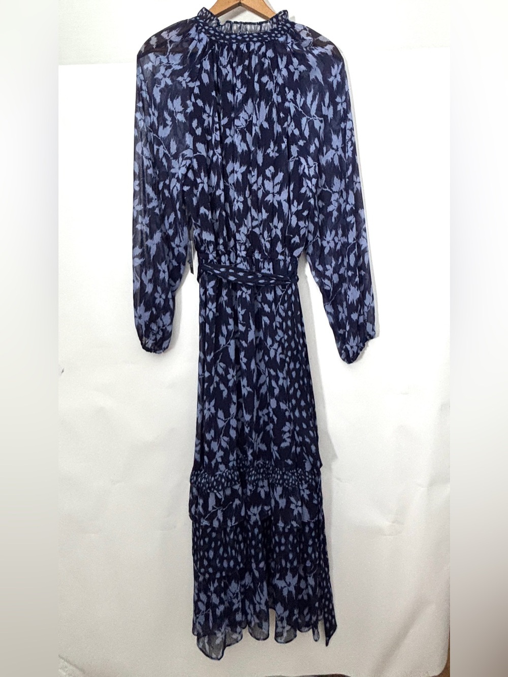 Women’s Tiered Navy Purple Floral Tiered Maxi Dress XL